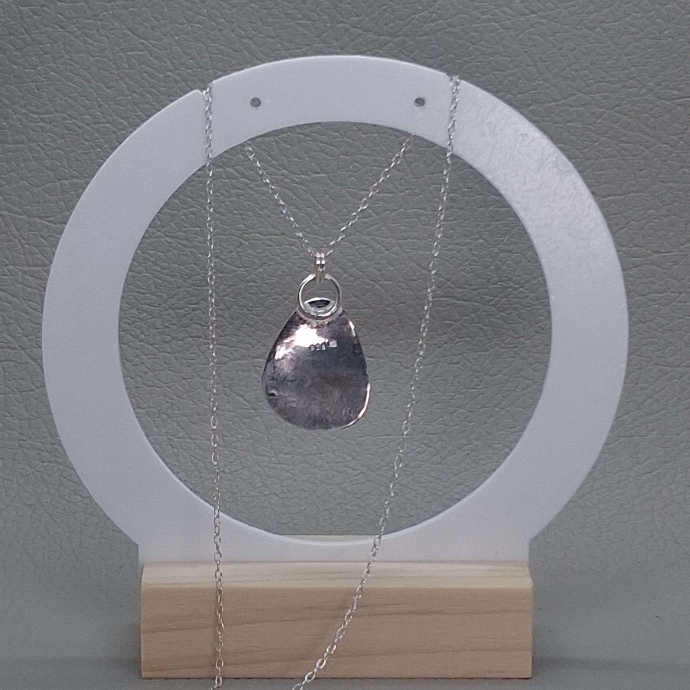 Aqua Sea Glass Solitaire Pendant | Sterling Silver
